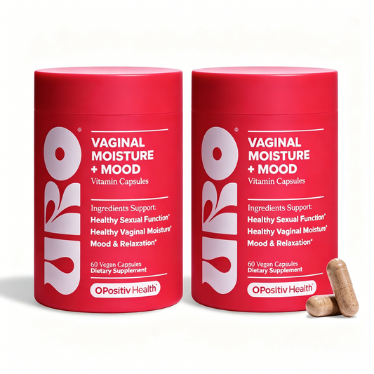 O Positiv URO Vaginal Moisture & Mood – Formulated to Support Vaginal Moisture, Mood & Relaxation – with KSM-66® Ashwagandha, Ginkgo Biloba, Mucuna pruriens, and GABA – 30 Servings (Pack of 2)